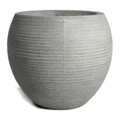 Abby Ball Plant Pot - Ridged Cement -Indoor Plants Abby Ball Plant Pot Ridged Cement 23cm New