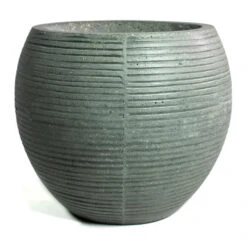 Abby Ball Plant Pot - Ridged Dark Grey -Indoor Plants Abby Ball Plant Pot Ridged Dark Grey 23cm New