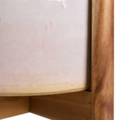 Anzio Plant Pot With Wooden Stand - Stone White -Indoor Plants Anzio Plant Pot with Wooden Stand Stone White 1