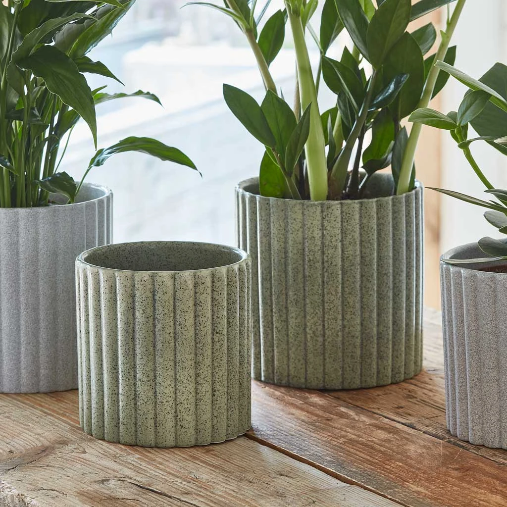 Azalea Ribbed Plant Pot - Speckled Green Stone 6 Azalea Ribbed Plant Pot - Speckled Green Stone - Image 6