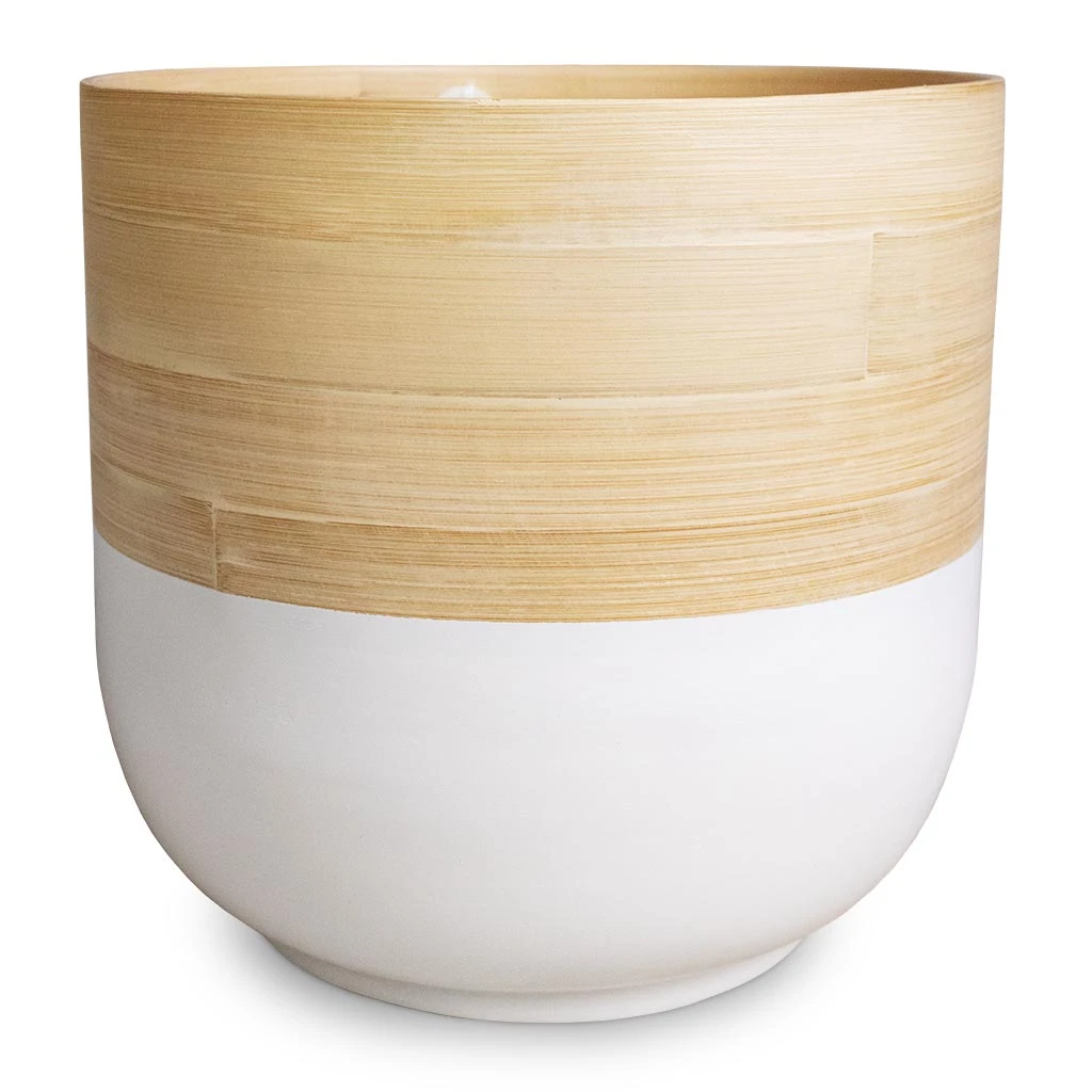 Bamboo Plant Pot - White 1 Bamboo Plant Pot - White