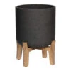Charlie Plant Pot - Low Stand - Black Washed