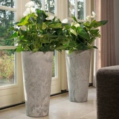 Claire Artstone Tall Planter - Grey 10 Claire Artstone Tall Planter - Grey -Indoor Plants Claire Artstone Tall Planter Grey 2