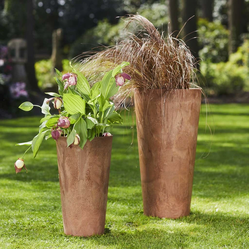 Claire Artstone Tall Planter - Oak 3 Claire Artstone Tall Planter - Oak - Image 3
