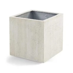 Grigio Cube Planter - Antique White Concrete -Indoor Plants Grigio Cube Planter Antique White Concrete Style