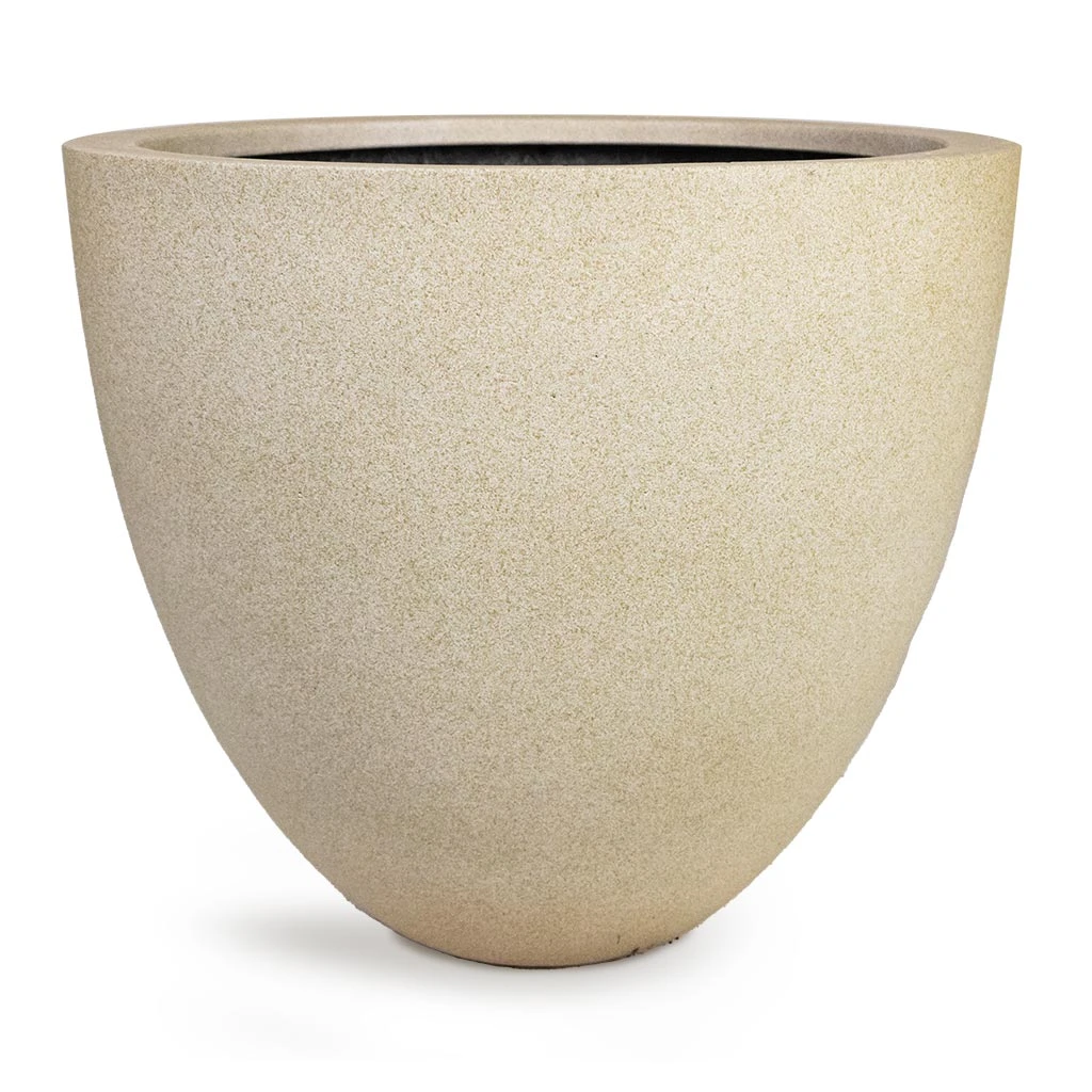 Grigio Egg Pot Planter - Antique White Concrete 1 Grigio Egg Pot Planter - Antique White Concrete