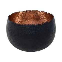 Hammered Bowl - Black With Copper -Indoor Plants Hammered Bowl Black Copper19
