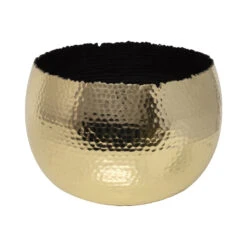 Hammered Bowl - Gold With Black -Indoor Plants Hammered Bowl Gold Black19cm