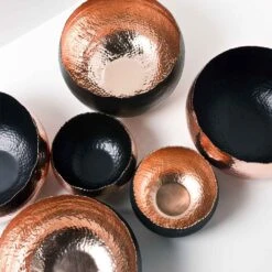 Hammered Bowl - Black With Copper -Indoor Plants Hammered Bowls Copper Black LS1