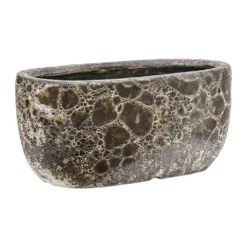 Lava Oval Relic Plant Bowl - Black -Indoor Plants Lava Oval Relic Plant Bowl Black 38x24x19cm