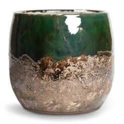 Lindy Plant Pot - Black Green -Indoor Plants Lindy Plant Pot Black Green 19x16cm