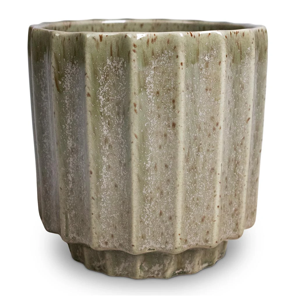 Lugano Scalloped Plant Pot - Green 1 Lugano Scalloped Plant Pot - Green