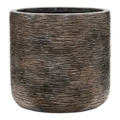 Luxe Lite Wrinkle Cylinder Planter - Bronze -Indoor Plants Luxe Lite Wrinkle Cylinder Planter Bronze Large