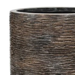 Luxe Lite Wrinkle Cylinder Planter - Bronze -Indoor Plants Luxe Lite Wrinkle Cylinder Planter Bronze Texture