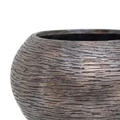 Luxe Lite Wrinkle Globe Planter - Bronze -Indoor Plants Luxe Lite Wrinkle Globe Planter Bronze Close Up