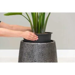Opus Hit Darcy Planter - Silver -Indoor Plants Opus Hit Darcy Planter Silver Lifestyle Close