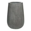 Patt High Plant Vase - Ridged Dark Grey