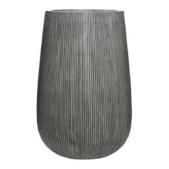 Patt High Plant Vase - Ridged Dark Grey -Indoor Plants Patt High Plant Vase Ridged Dark Grey 44x66cm Recovered