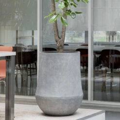Polystone Coated Darcy Planter - Raw Grey 14 Polystone Coated Darcy Planter - Raw Grey -Indoor Plants Polystone Coated Plain Darcy Raw Grey