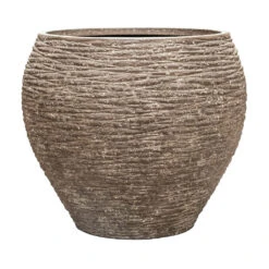 Polystone Coated Ribbed Balloon Planter - Rock