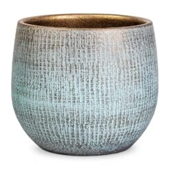 Ryan Plant Pot - Blue Gold 17 Ryan Plant Pot - Blue Gold -Indoor Plants Ryan Plant Pot Blue Gold 18x16cm