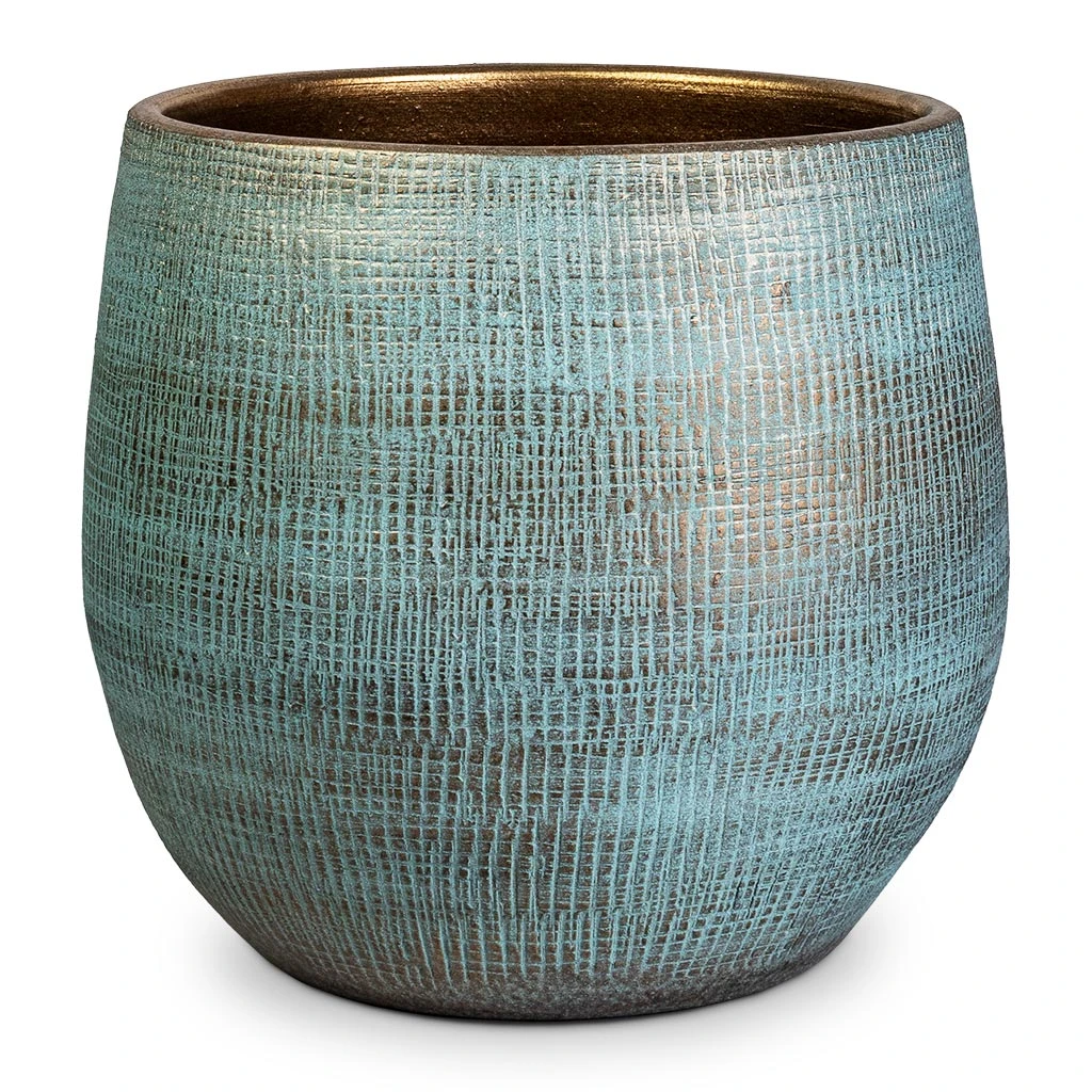 Ryan Plant Pot - Blue Gold 1 Ryan Plant Pot - Blue Gold