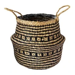 Seagrass Tribal Basket - Black Lined -Indoor Plants Seagrass Tribal Plant Basket Black Lined